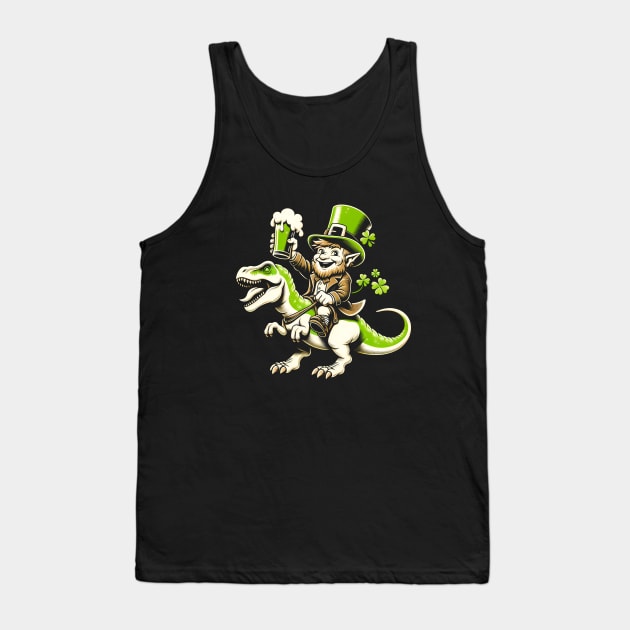 Lucky Leprechaun T-Rex Rider: Ultimate St. Patrick's Day Party Shirt Tank Top by Klimek Prints